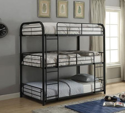 Tyler Tube 3 High Bunk in Twin in Sandy Black