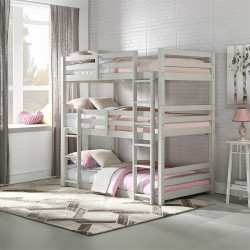 Stacked Three Level Bed in Light Gray