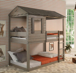 Kingston House Twin Bunk in Rustic Gray