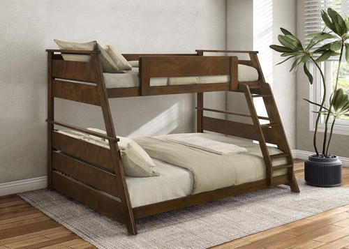 Venice Twin over Full Low Bunk Bed in Walnut finish