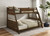 Venice Twin over Full Low Bunk Bed in Walnut finish