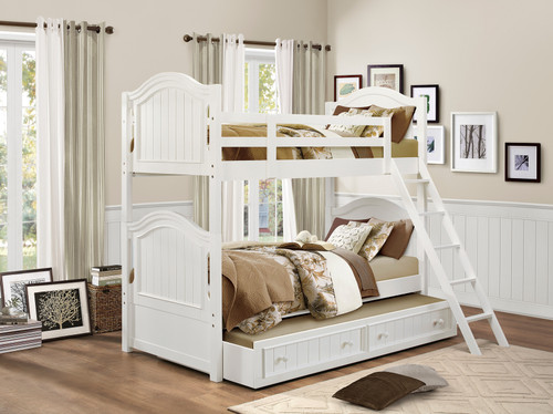 Park River Twin Bunk Bed in White -shown with Trundle