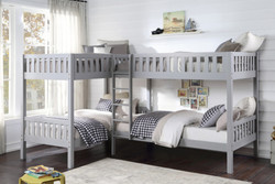 Glendale L Shaped 4 Person Twin Bunk in Gray