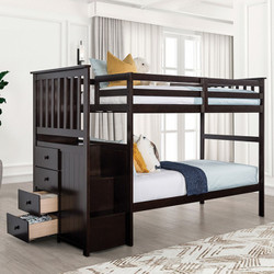 Stairway Twin Bunk Bed with Side drawers