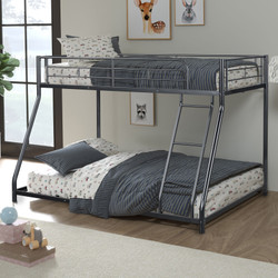 Metal Twin over Full Low Bunk Bed in Black