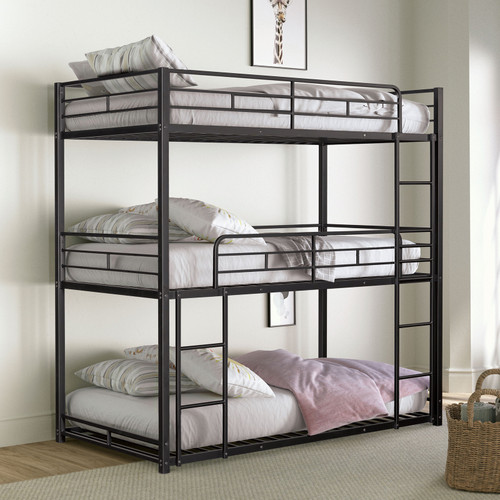 Twin 3-Person Triple Bunk Bed in Black