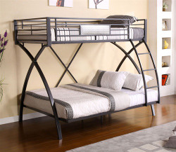 Chrome Dark Gray Twin Bunk with Full on Bottom