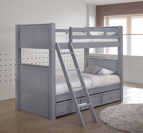 Dillon Twin Size Bunk Bed  in Gray Finish