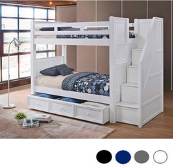 Dillon Extra Long Twin Bunk Bed with Storage Stairs in White