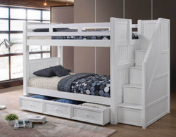 White Twin Bunk with Stairway Storage