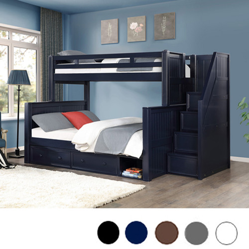  Dillon XL Twin over Queen Bunk Beds w/ Storage Stairs