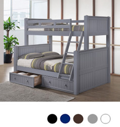 Dillon Twin Full Wood Bead-board Bunk Bed in Gray