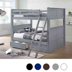 Convertible Gray Full over Full Bunk Bed with Storage Drawers