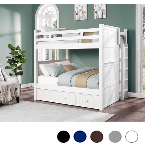 Dillon Queen Bunk Bed With Straight Ladder On End In White