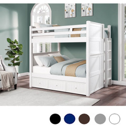 Dillon Queen Bunk Bed With Straight Ladder On End In White