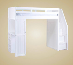 Twin Loft with Built-in Desk and Stairs with Drawers