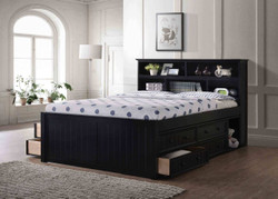 Dillon Queen Bookcase Captain's Bed with Optional under Bed Drawers