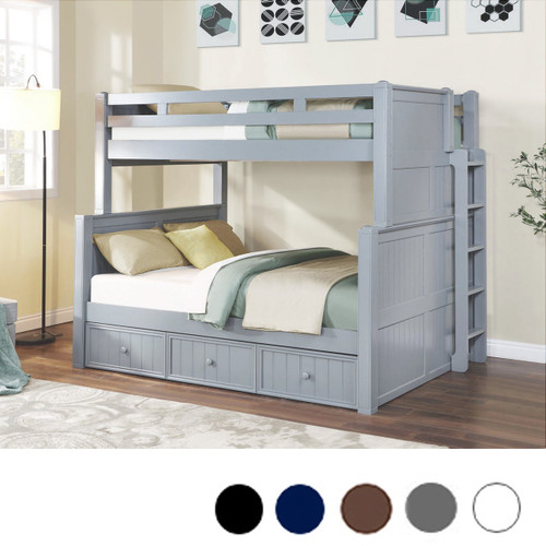 Dual Setting Height Full XL over Queen Bunk Bed in Gray