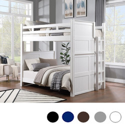 Full Size Dual Height Bunk Bed w/ Straight Ladder on End