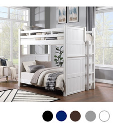 Dillon White Queen Dual Height Bunk Bed with Ladder On End