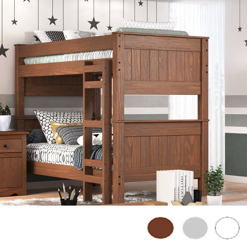 Pine Lake Twin XL Wood Bunk in Mahogany Brown