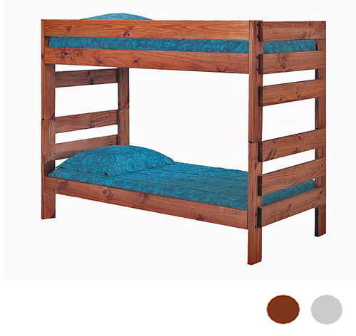 Pine Valley Twin XL Stackable Bunk Bed in Rustic Mahogany Brown 