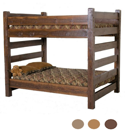 Cabin Queen Over Queen Barnwood Bunk Bed for Adults | Dark Finish Bunk 