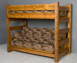 Lodge Twin Futon Barnwood Bunk in Honey Pine