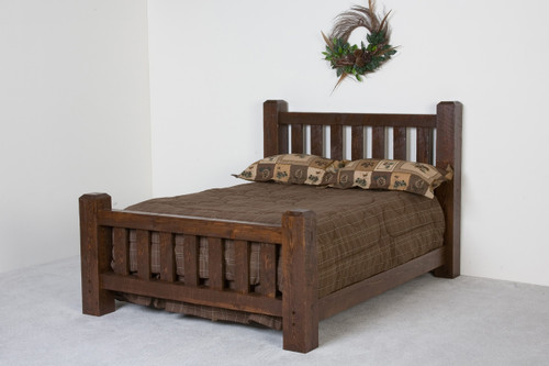 Lodge Rustic Lumberjack Barnwood Bed in Dark Finish