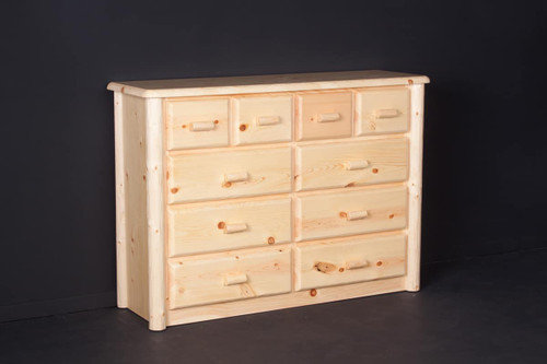Clear Finish 10 Drawer Dresser