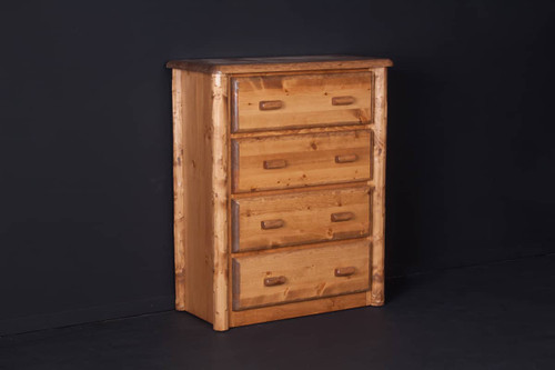 Log Rustic Wood 4-Drawer Chest in Honey Pine
