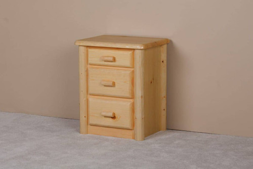 Log Rustic Wood 3-Drawer Nightstand in Clear Stain