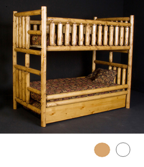 Log Queen over Queen Bunk in Honey Pine Finish